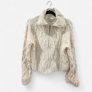 Pink Rose Cream Knit Sweater